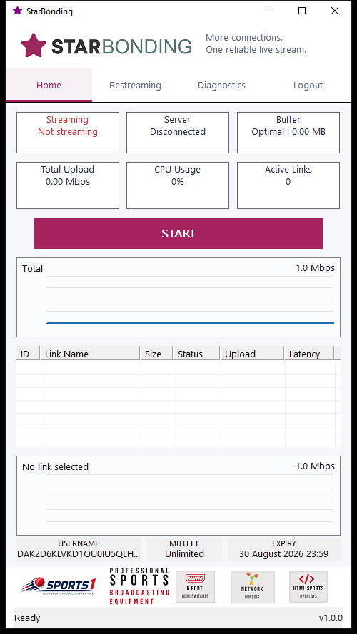StarBonding home dashboard before bonding starts